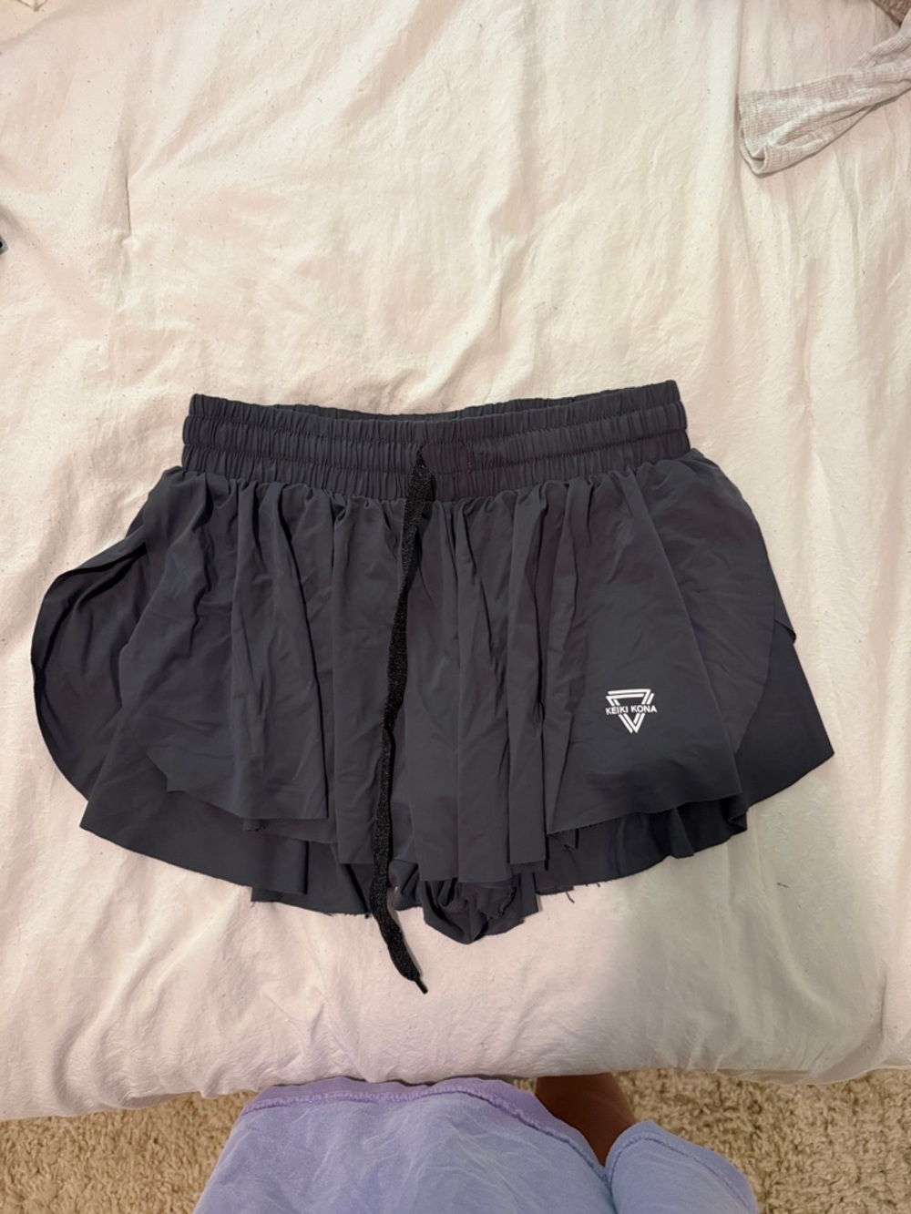 Black Athletic Ruffle Layered Women’s Shorts